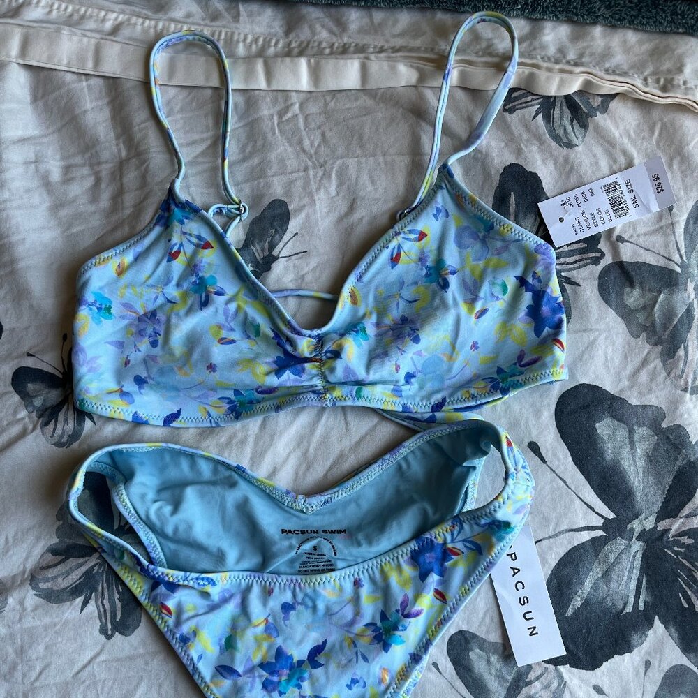 Pacsun Bikini Blue Floral 2023 Size Small NWT